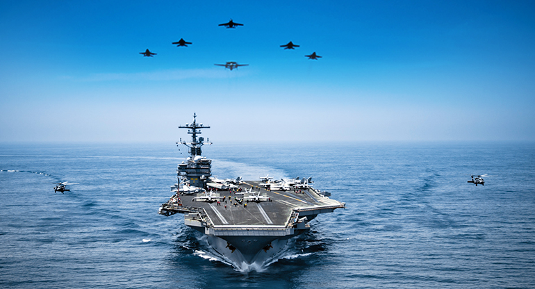 Ships as well as aircraft and ground forces exchange their tactical picture in real time via our Link 16-based JRE comms system. Navy carrier