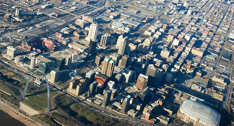 St. Louis view from the sky