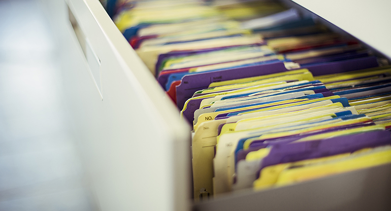 A filing cabinet in a doctor's office