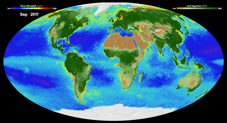 view of Earth showing colors of ocean