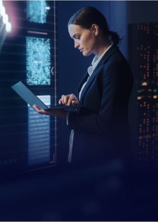 Woman working on a laptop