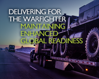 Military equipment on transport truck