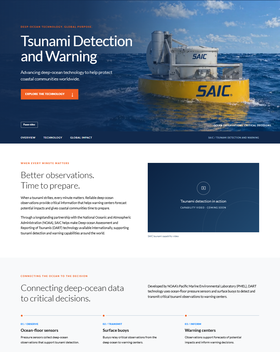 SAIC Tsunami Detection and Warning webpage